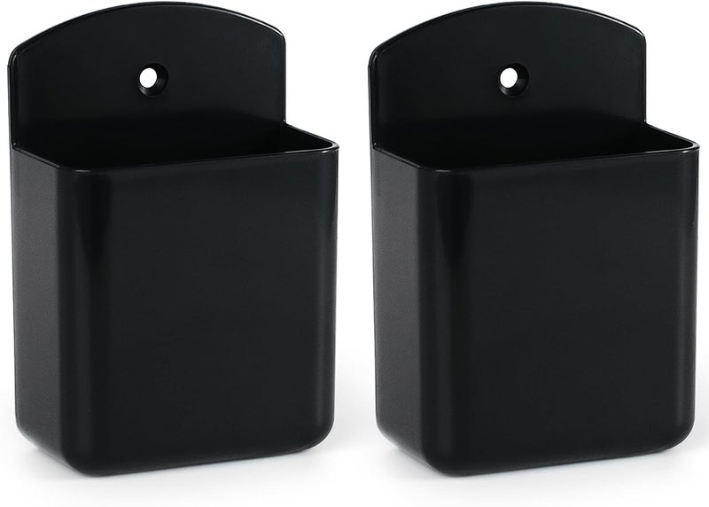 SIBRANT 2 Pcs Remote Control Holder Wall Mount, TV Controller Holder, Self Adhesive Remote Holder, Wall Pen Holder Storage Accessories for Home Office School(Black) - Image 1